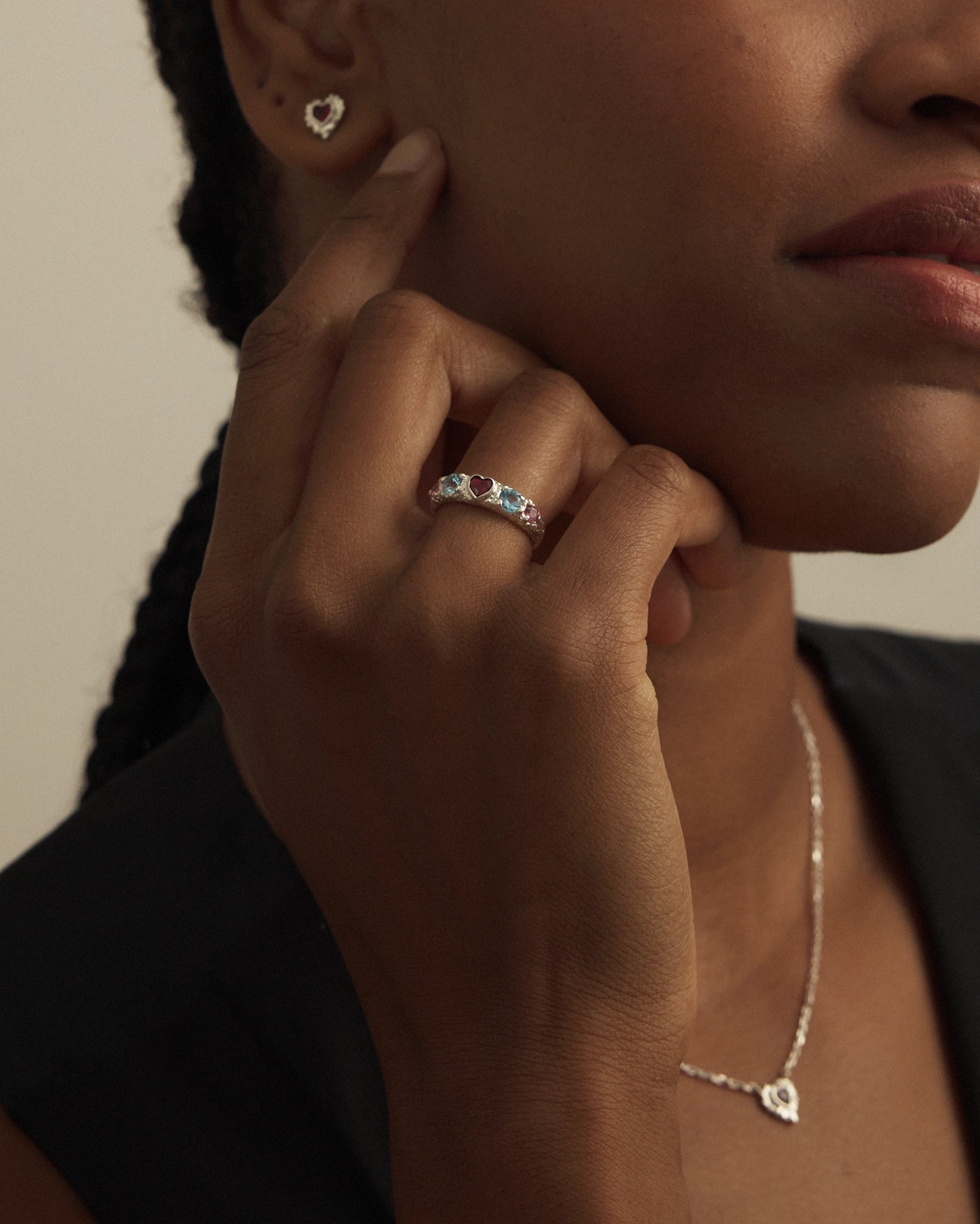 Garnet Aquamarine Jewelry in 14K Gold | JewelsForMe